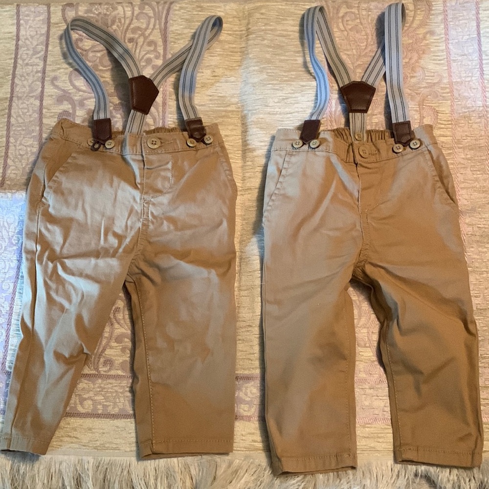 9M Khaki Dress Pants w Suspenders